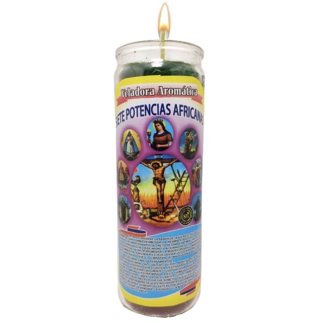 Veladora 7 Potencias Africanas | Abre Caminos, Fortuna, Protección, Vela Aromática de Intención Preparada