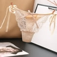 thumbnail image 2 of YYDGH Women Adjustable Sides Tie Panties Bowknot Lace Sheer Mesh G-String Thongs Underwear Beige, 2 of 8