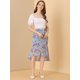 thumbnail image 4 of Falda de cola de pez Allegra K Floral Azul rojo S, 4 of 6