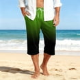 thumbnail image 3 of JoveMarine Men's Gradient Print Hawaiian Shorts with Drawstring, 7/8 Length Casual Shorts for Spring and Fall, Lightweight Beach Style Army Green L, 3 of 9