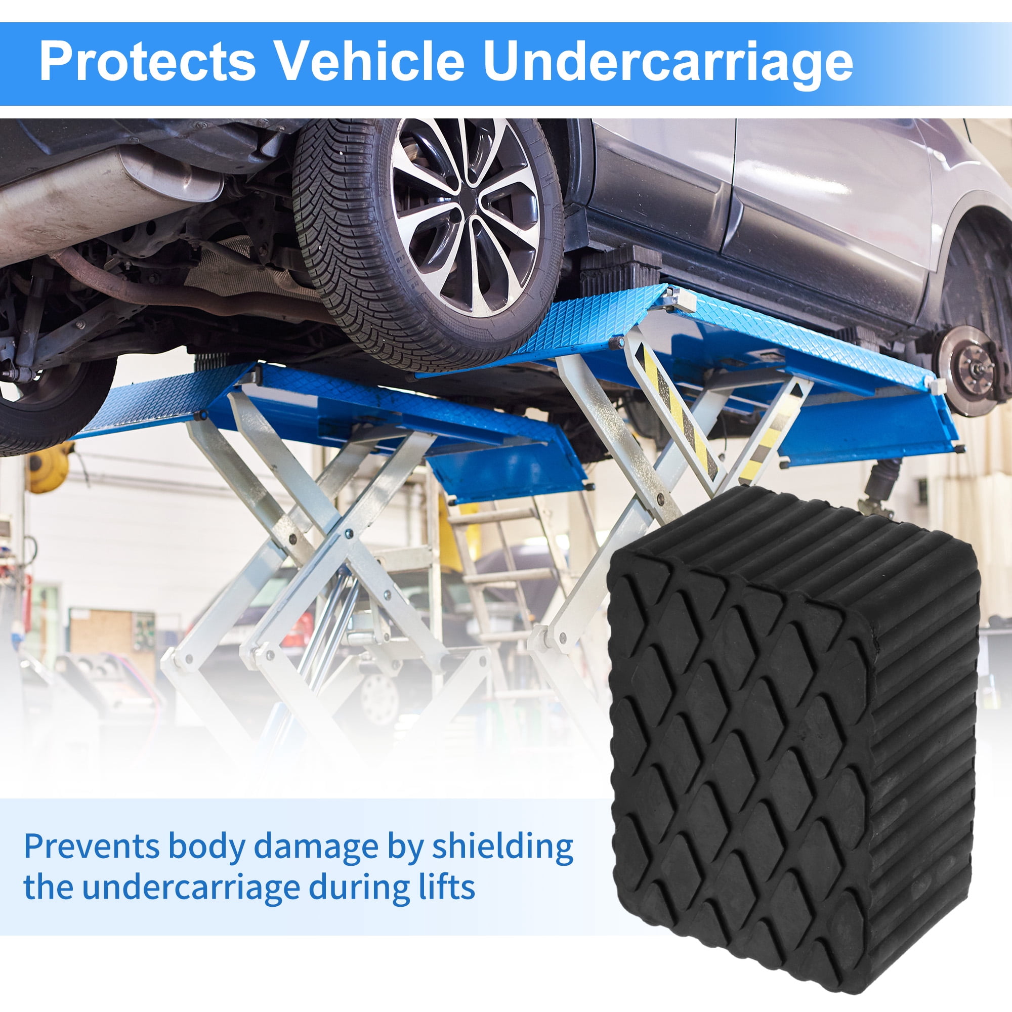 Unique Bargains Universal Heavy Duty Rubber Jack Stand Pads 6.3" x 4.7" x 3.1" Black