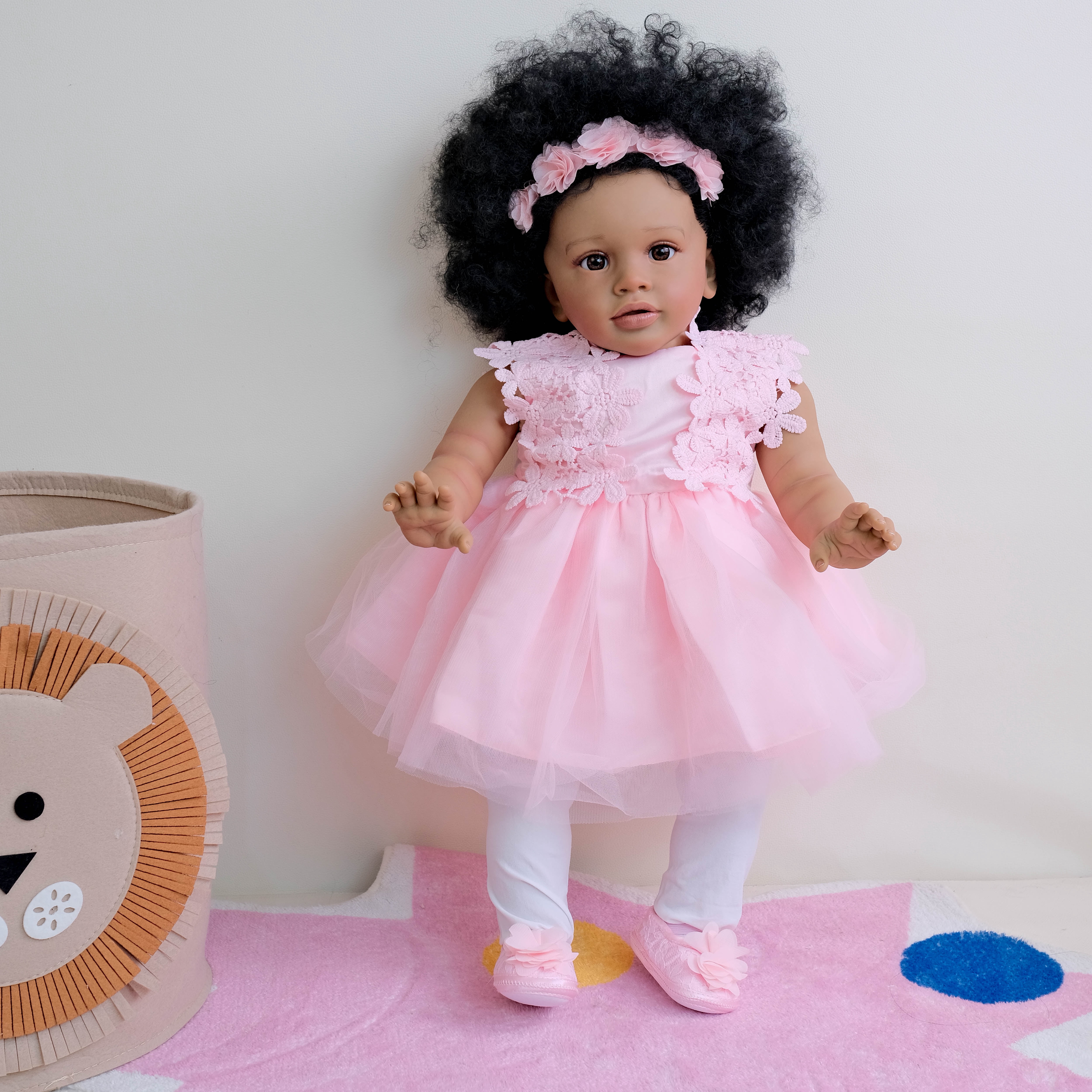 Reborn Baby Dolls 26 inch Lifelike Cute Soft Body Feeling Realistic Newborn Black Skin Baby Dolls with Clothes and Feeding Toy for 3+ Years Old Kids