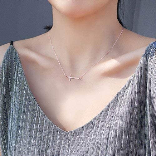 Sideways Cross Necklace Rose Gold or 