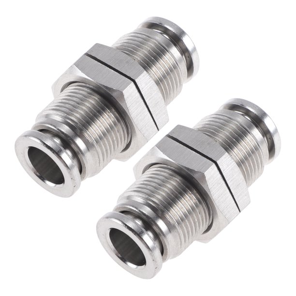 Conectores de aire de empuje únicos Bargains 5/16" Unión de fondo acero inoxidable 2 piezas tono plateado