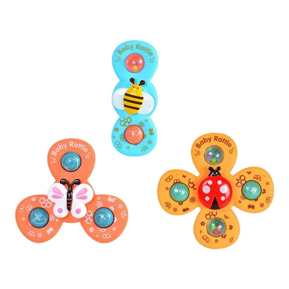3PCS Suction Cup Spinning Toy Baby Bath Spinning Toy Turntable Spinning Cartoon Insect Rotating Spinning Tops for Bathroom Dining Table Chairs