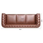 3 Seater Chesterfield Faux Leather Sofa, Button Tufted Couch With Nailhead Trim Rolled Arms for Living Room Office