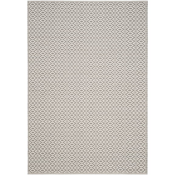 SAFAVIEH Montauk Corrine Geometric Cotton Area Rug, Ivory/Grey, 5' x 7'