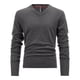 thumbnail image 1 of Blusas y camisas de manga larga con cuello en V para hombre, color liso, informales, con cuello en V, manga larga, cálidas, de punto, capa base, blusa de fibra acrílica para hombre, 1 of 5