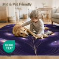 thumbnail image 4 of ODIKA 5'x7' Washable Area Rug Galaxy Glowing Cosmic Swirl Motif Constellation Purple Starry Refined Structured for Guest Room, Lounge, Apartment, Non-Slip Low Profile, Stain Resistant, 4 of 7