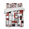 thumbnail image 2 of Quilts Twin XL Size, Red Black Grey Geometric Soft Comforter Bedding Set for Bed, Middle Century Modern Abstract Art Lightweight Quilted Bedspread with Pillow Cover(2 Pieces), 68x98 Inch, 2 of 6