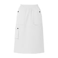thumbnail image 6 of Arlun Womens Midi Cargo Skirts Elastic High Waisted Loose Fit Mid Length a Line Skirts Trendy Solid Color Straight Pocketed Skirt for Spring and Summer Everyday Wear White XL, 6 of 6
