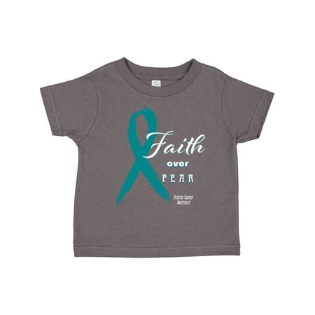 

Inktastic Faith over Fear Ovarian Cancer Awareness with Teal Ribbon Gift Toddler Boy or Toddler Girl T-Shirt