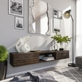 thumbnail image 2 of BELLEZE Modern Floating Wall Mounted 63 Inch TV Console With Built-In Shelf & Compartments, Space Saving Decorative Contemporary Media Storage, For Up To 100lbs - Langston (Espresso), 2 of 7