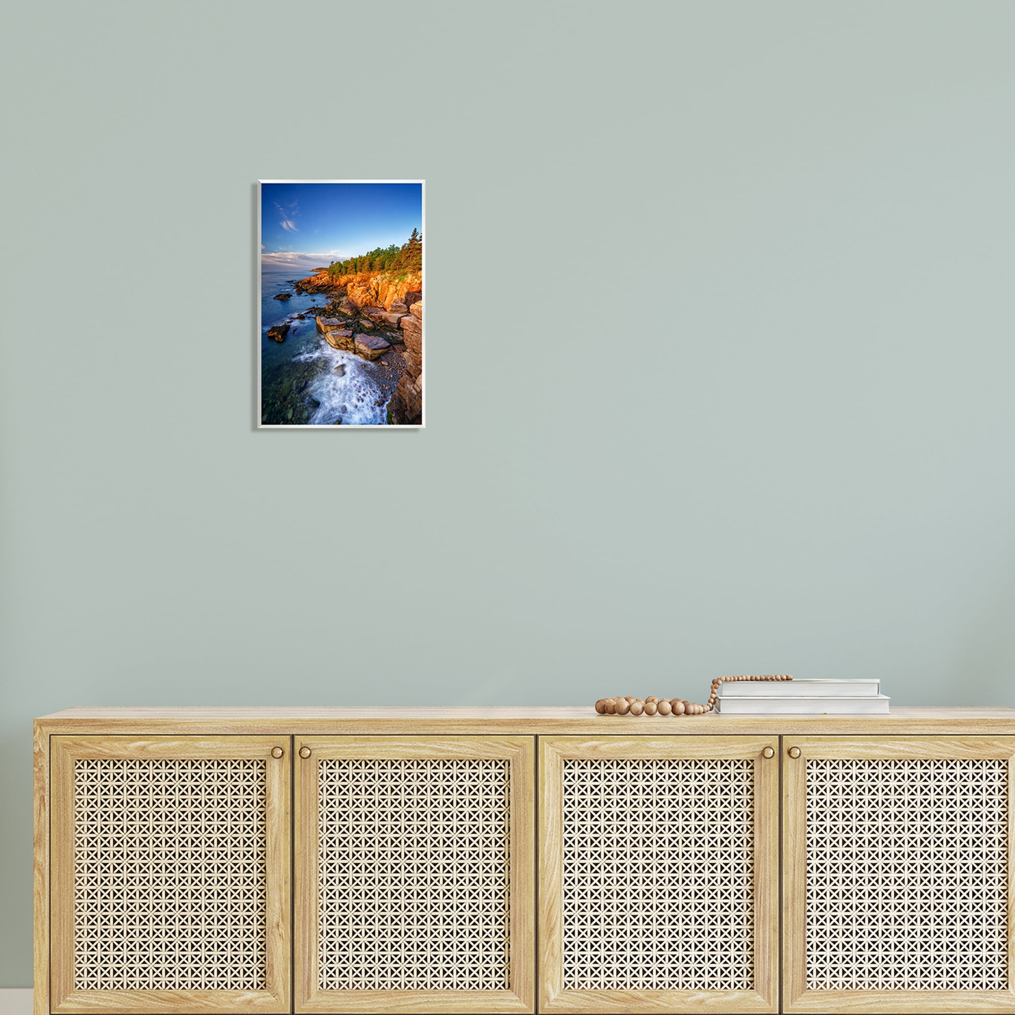 Stupell Rocky Cliffs Shore Beach Foam Landscape Photography Wall Plaque Unframed Art Print Wall Art