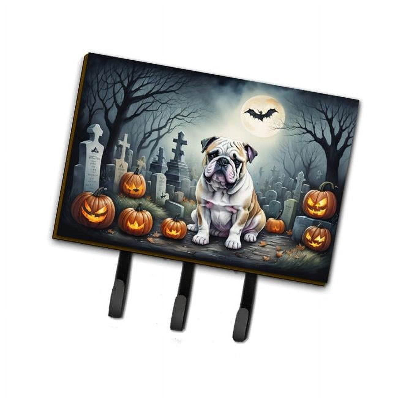 English Bulldog Spooky Halloween Leash or Key Holder 6 in x 9 in