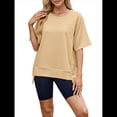 thumbnail image 3 of Camisetas de Gran Tamaño para Mujer, Cuello Redondo, Corta, Blusas Casuales de Verano, Blusas Holgadas de Corte Alto Amarillo Albaricoque S, 3 of 10