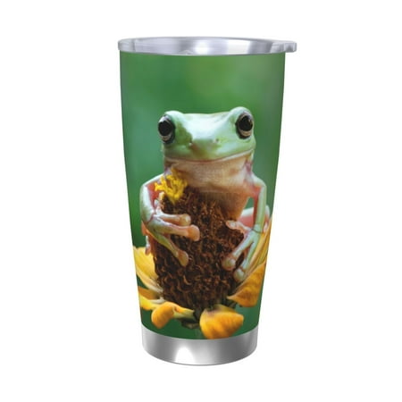 

Matuu Tree Frog Sitting On Sunflowes for 20oz Durable Thermal Cups Keep Drinks Cold and Hot Insulated Car Mug with Lid-Without Straw