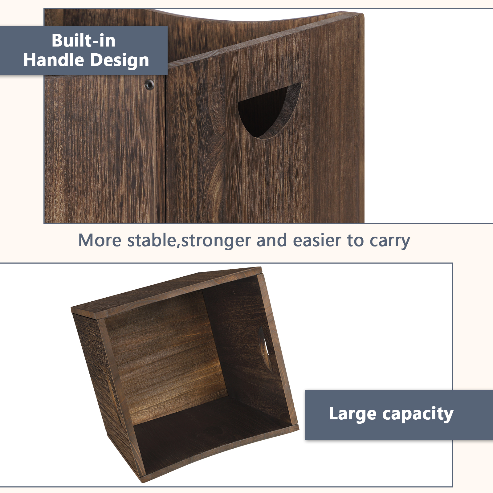 Wooden Trash Can 9.5 Gallon Waste Basket Cans Country Farmhouse Large Kitchen Trash Can for Bedroom Living Room Bathroom Office Rustic Brown