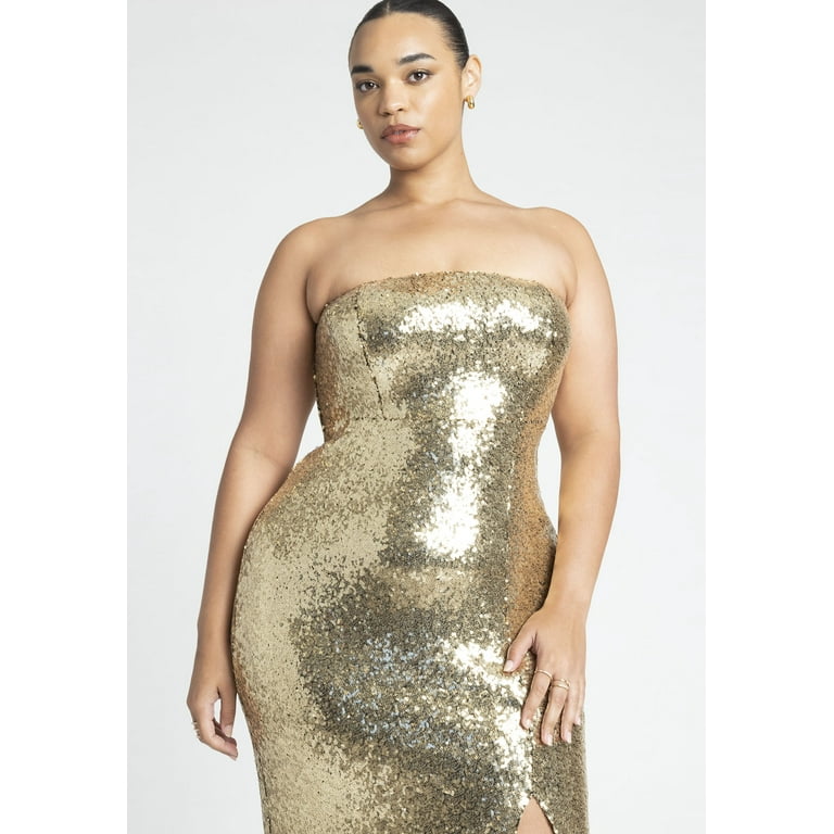 ELOQUII Women s Plus Size Sequin Gown With Slit Walmart