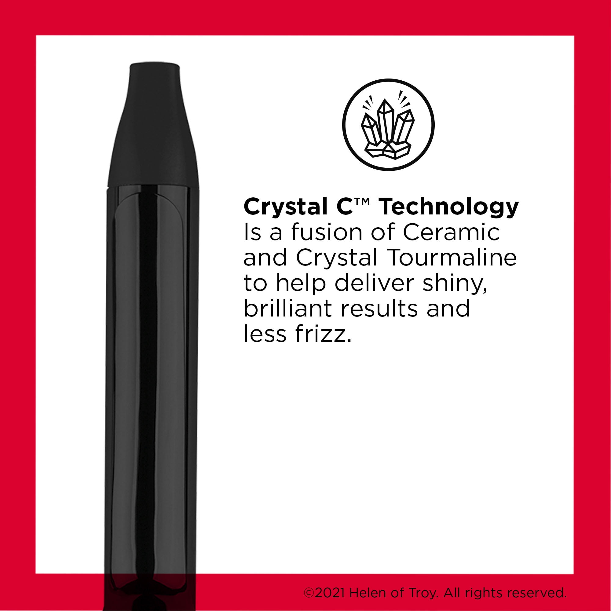 Revlon Crystal C + Ceramic 1" Curling Iron, White