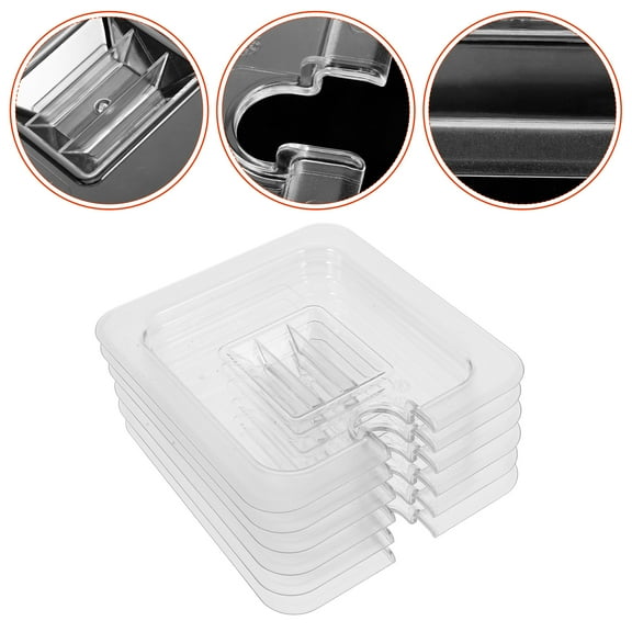 6pcs Clear Hotel Pan Lid 1/6 Size Steam Table Pan Cover with Handle Reusable Plastic Food Pan Lid (Notched Style)