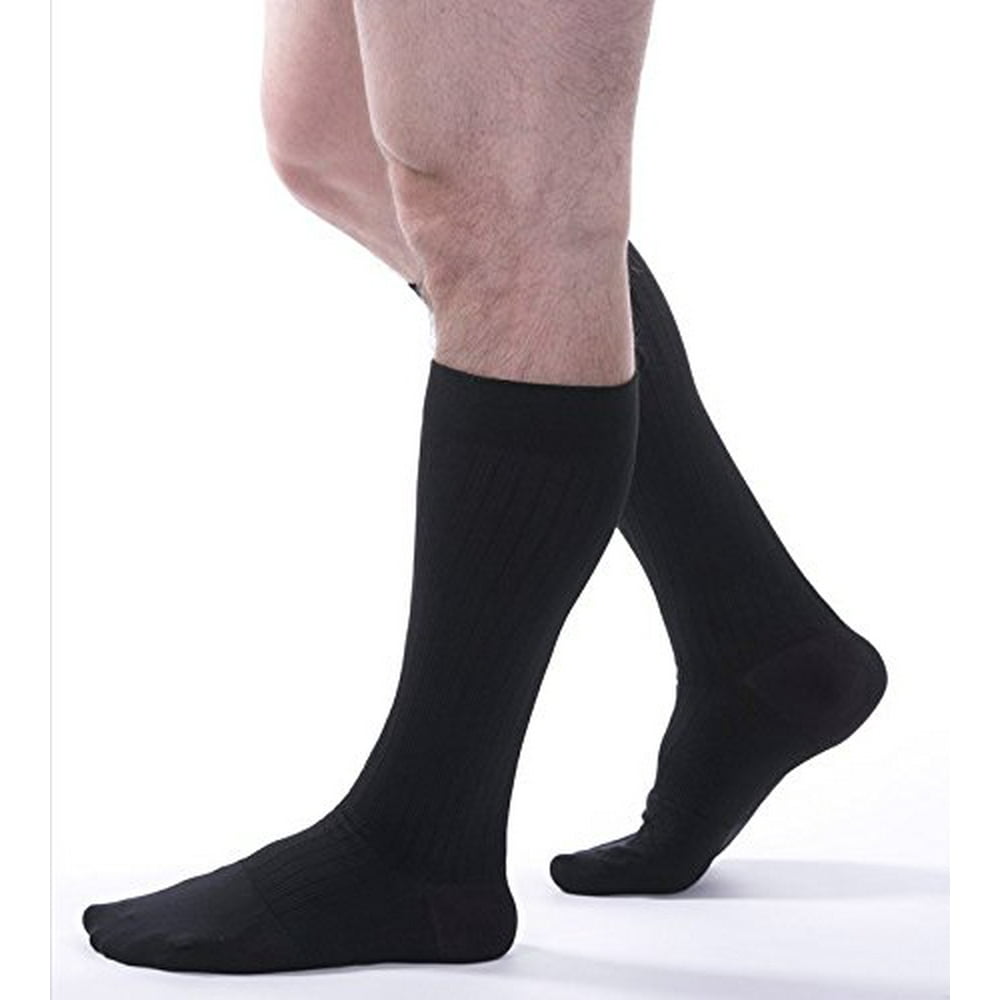 Allegro Men’s 2030mmHg Premium 121 Microfiber Cotton Knee High Sock (Black) Large