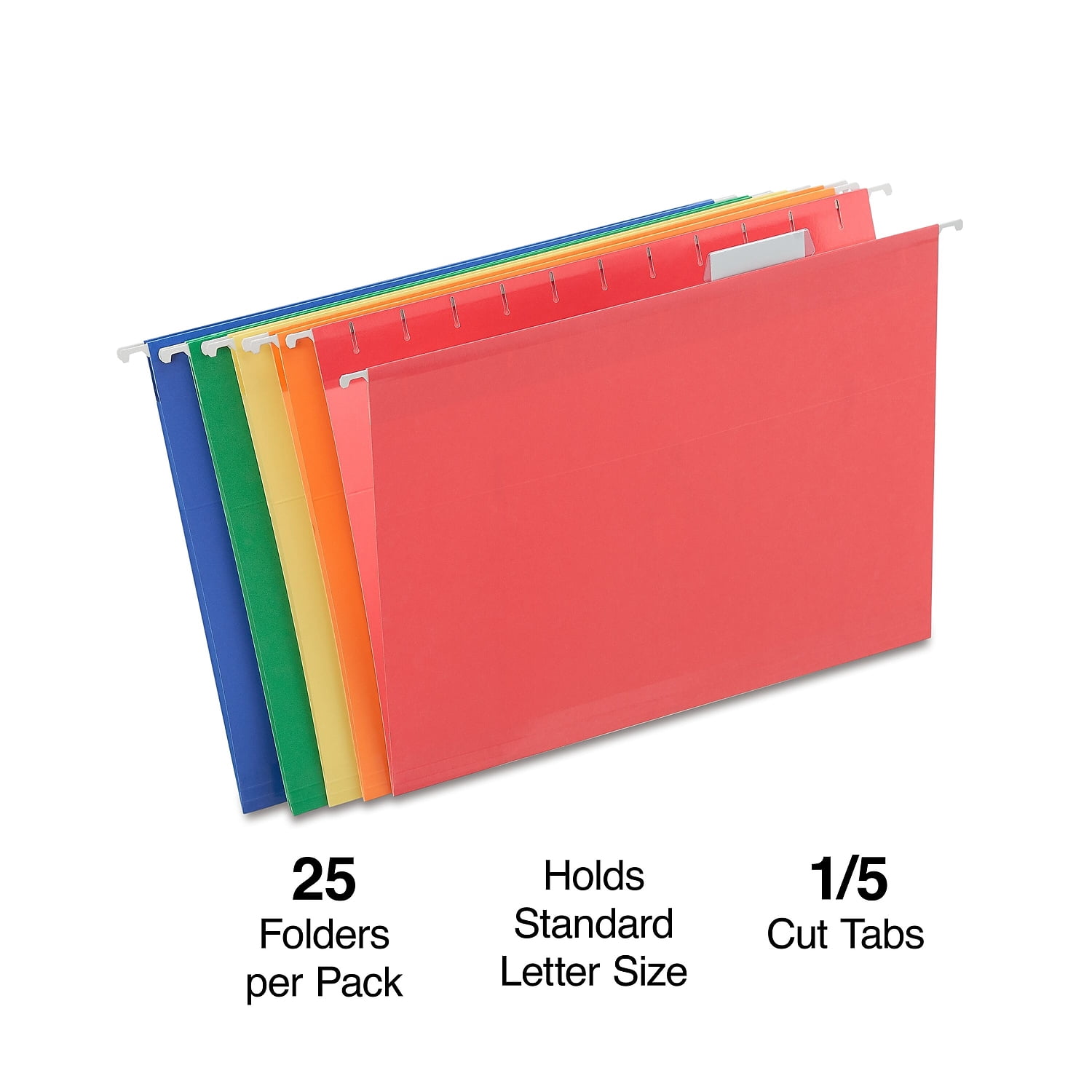 Staples Reinforced Hanging File Folders 5-Tab Letter Size Asst. Colors 25/BX 813110