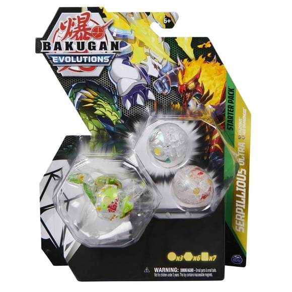 Bakugan Evolutions Starter Pack 3-Pack, Serpillious Ultra with Colossus and Neo Dragonoid, Collectible Action Figures, Ages 6 and Up