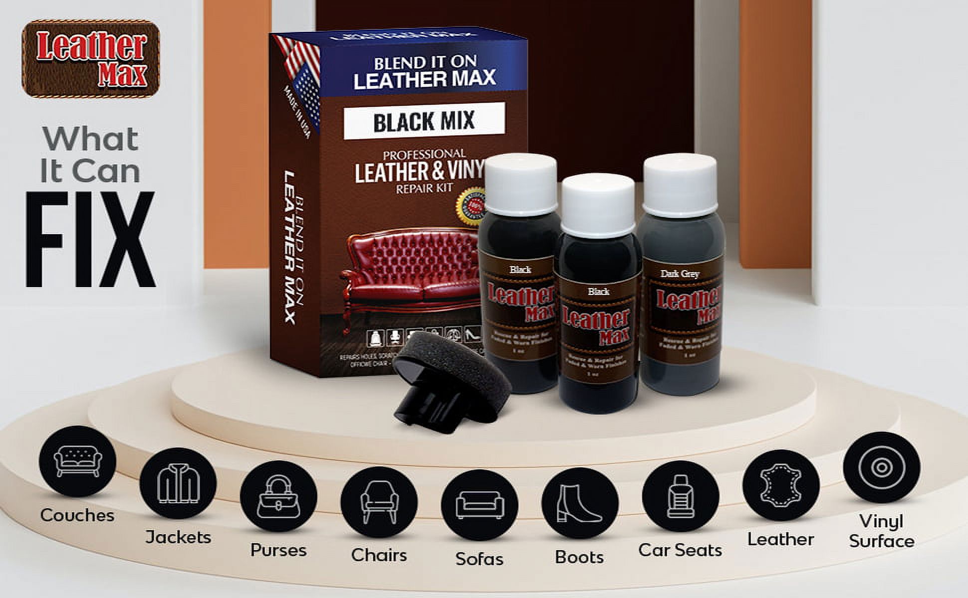 Leather Repair and Refinish for Handbags / Shoes / Boots / Jackets / Leather Max (Double Blacks) - image 5 of 5