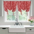 thumbnail image 4 of Red Striped Tie Up Curtains for Windows, Adjustable Balloon Window Shades, Classic Minimalist Waves Lines Pattern Kitchen Window Treatments Adjustable Roll Up Curtain for Basement/Nursery 52"x45", 4 of 8
