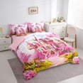 thumbnail image 3 of Homewish Pink Castle Bedding Comforter Set 7pcs for Teens Adults Female,Dreamy Princess Queen Bedding Sets Super Cozy,Spring Garden Flowers Queen Sheet Sets,Super Cozy Room Decor,Reversible, 3 of 8