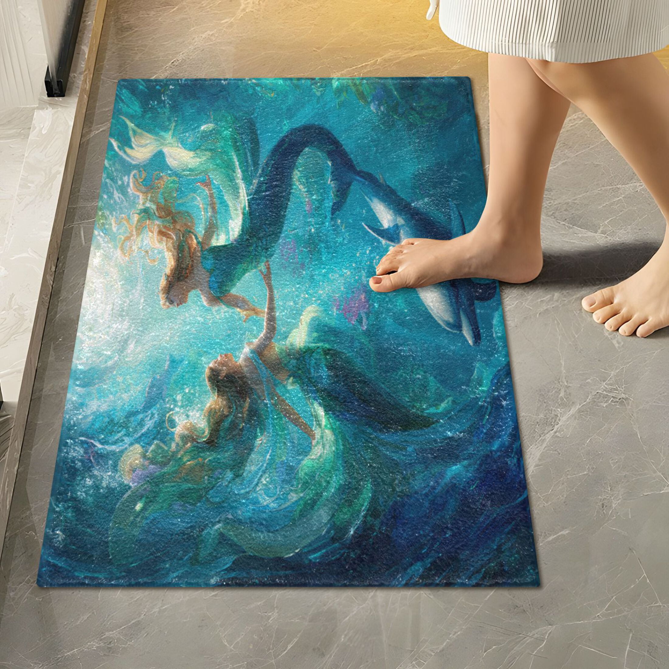 RMDQTR 2PCs Bathroom Rugs Set Plush Toilet Base Mat 16" × 24" Bath Mat and 20" × 24" U Shape Soft Rugs Non Slip Absorbent
