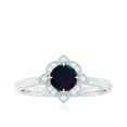 thumbnail image 4 of Rosec Jewels Vintage Inspired Ring for Women, Black Opal Ring with Diamond - AAA Quality, 10K White Gold, US 5.00, 4 of 10