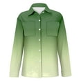 thumbnail image 5 of Green Womens Blouses Women's Single Breasted Pleated Lapel Shirt Station Explosion Women's Solid Color European and American Sleeve Top Ladies Tops and Blouses, 5 of 5