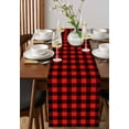 thumbnail image 2 of Black Red Plaid Burlap Cotton Table Runner 13x36 Inches Short, Vintage Rustic Buffalo Checked Gingham Farmhouse Table Runners, Outdoor Dining Tablecloths Decor for Baby Shower/Party/Wedding, 2 of 6