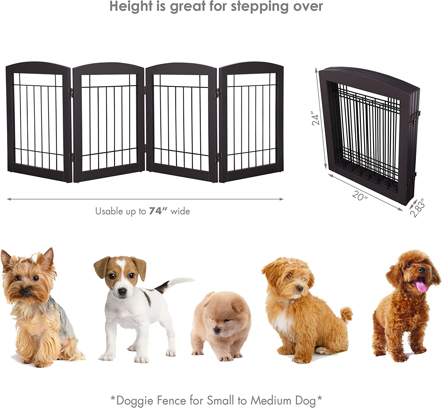 "PAWLAND Wooden Indoor Free Standing Folding Pet Gate, Tall Dog Safety ...