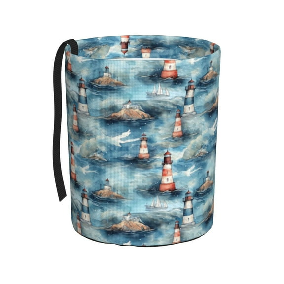 Easygdp Sea Marine And Lighthouse Car Trash Can Garbage Car Accessories Trash Can Car Waste Bin for for Driver and Passenger Any Vehicle