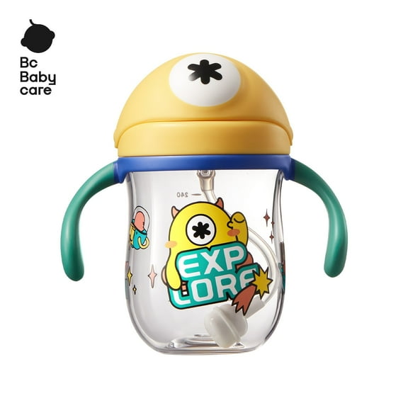 Bc Babycare Eamon Sippy Cup, 8oz  Break-Proof Tritan, 6Month + Infant and Toddler, Unisex Water Cup, Yellow