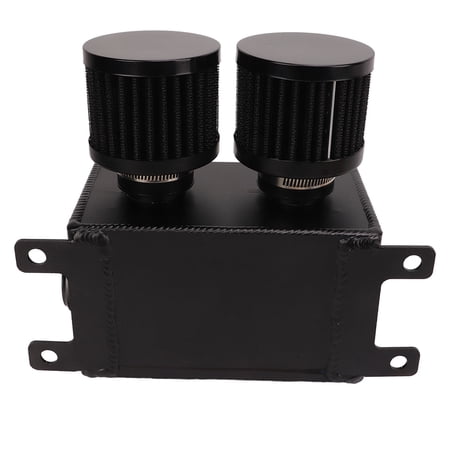Oil Catch Can Kit, Aluminiumlegering Eenvoudig Te Installeren Standaard Formaat Twin Baffle Dubbel Filter Universeel 1200 Ml met Afdruiprek voor Grote CC-Motoren (zwart