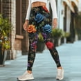 thumbnail image 4 of Renewold Colorful Rose Thorn Yoga Pants with Pockets for Women High Waisted Workout Yoga Pants Tummy Control Buttery Soft Compression Pants Sportswear Non See-Through, XXL, 4 of 8