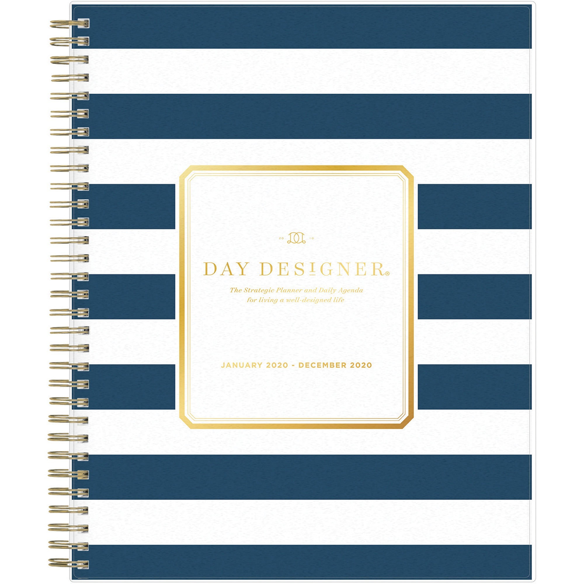 Blue Sky Day Designer Daily/Monthly Planner, 8 x 10, Navy Stripe