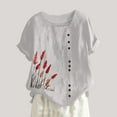 thumbnail image 2 of Camisas de Manga Corta para las Mujeres Blusa Suelta de Impresión de Flores de Verano, Camisa para el Hogar Y el Uso Diario, 2 of 5
