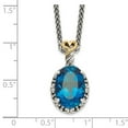 thumbnail image 3 of 925 Sterling Silver Necklace with Pendants Chain Shey Couture 14K Accent 18 Inch Antiqued Oval London Blue Topaz 12 mm, 3 of 5