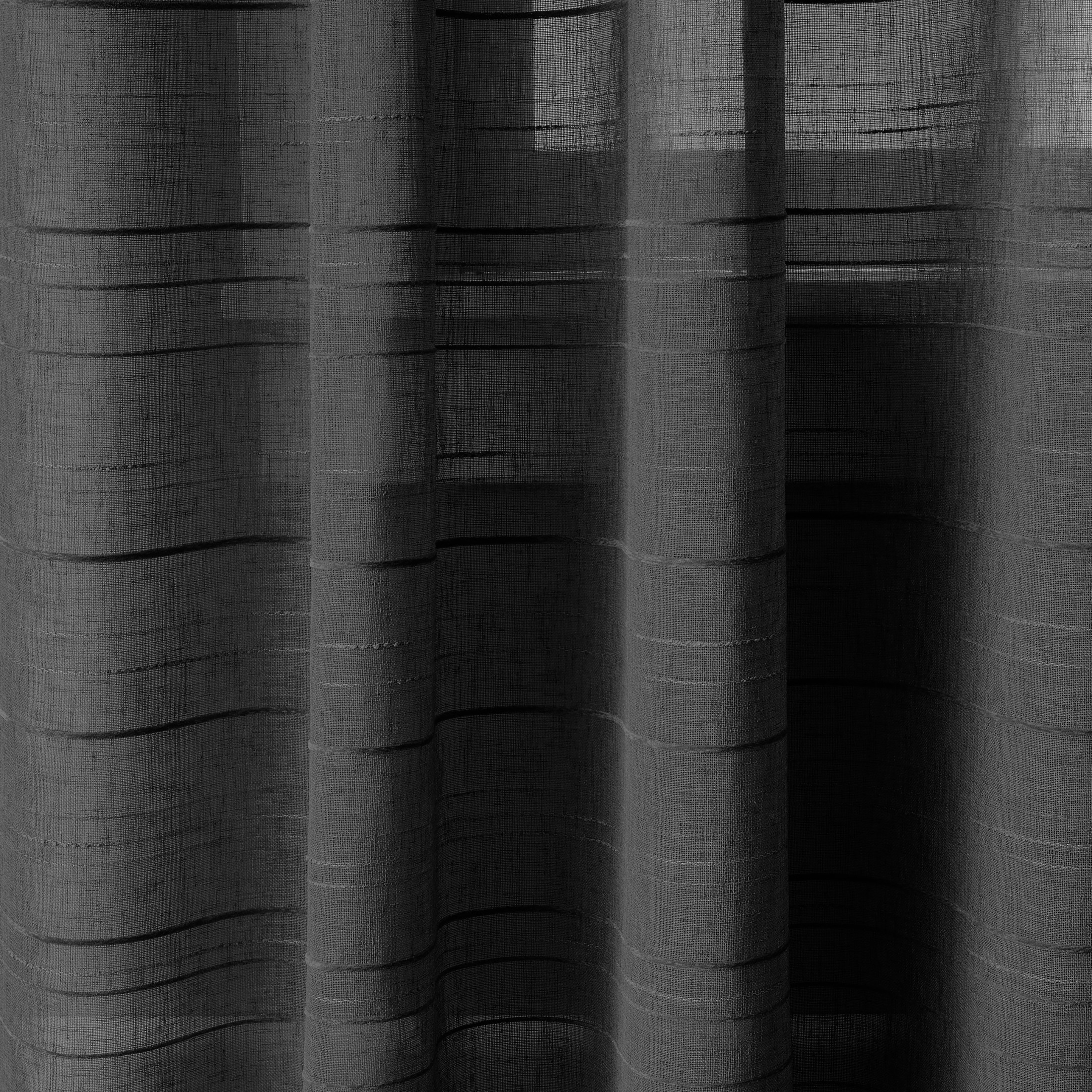 Mainstays Woven Stripe Sheer Tab Top Curtain, Single Panel, Black, 50" W x 84" L