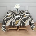 thumbnail image 3 of Black White Gold Wave Marble Pattern Square Tablecloth,Waterproof Square Table Cover,Wipeable Spillproof Washable Table Cover for Home Kitchen Party Decor 60"x60"(152x152cm), 3 of 6