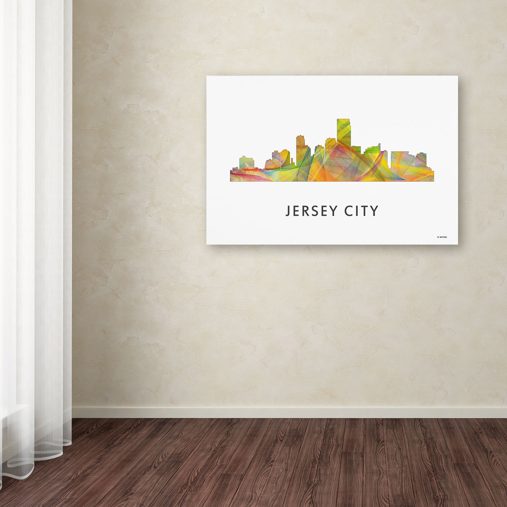 Trademark Fine Art 'Jersey City New Jersey Skyline WB-1' Canvas Art by Marlene Watson