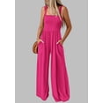 thumbnail image 6 of FreshPretty Womens Jumpsuit Summer Casual Loose One Piece Overalls Smocked Sleeveless Wide Leg Rompers With Pockets, 6 of 7