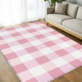 thumbnail image 4 of Light Pink Buffalo Check 8x10 Area Rugs, Farmhouse Plaid Modern Geometric Non-Skid Rubber Backing Large Rectangle Rugs - Living Room Bedroom Home Office, Indoor Floor Mat Carpets Washable Rug, 4 of 9