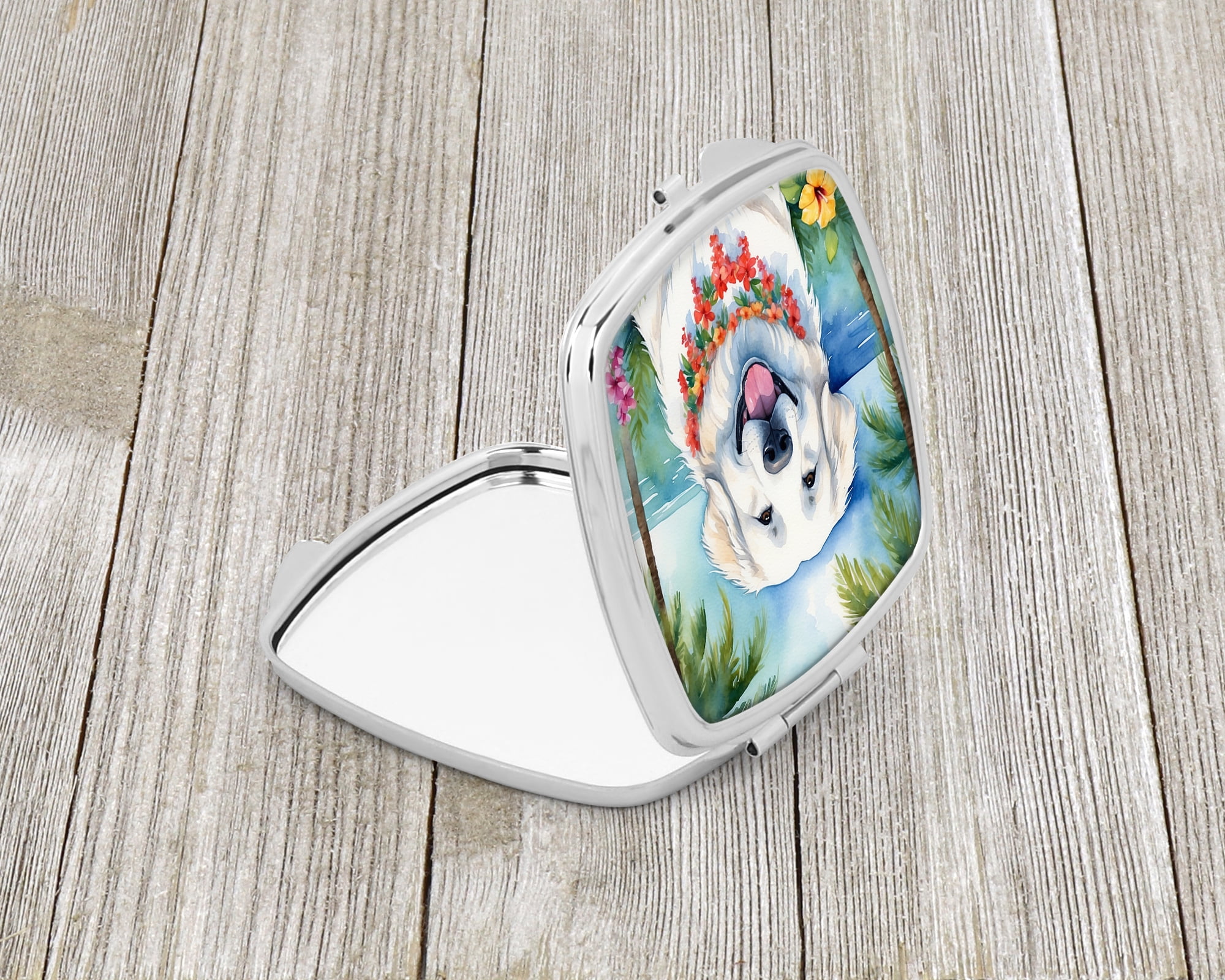 Great Pyrenees Luau Compact Mirror 2.75 in x 3 in