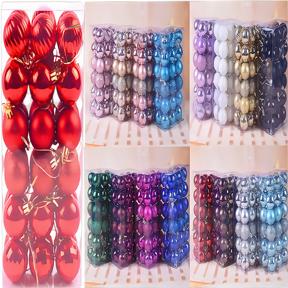 Red 36PCS 1.57" Christmas Tree Ball Shatterproof Plastic Christmas